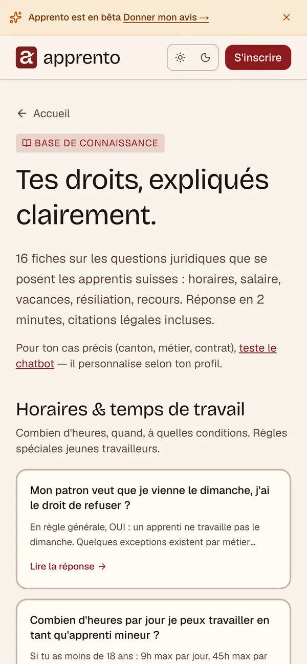 Apprento, écran 3 sur téléphone, capture du 25.09.2026
